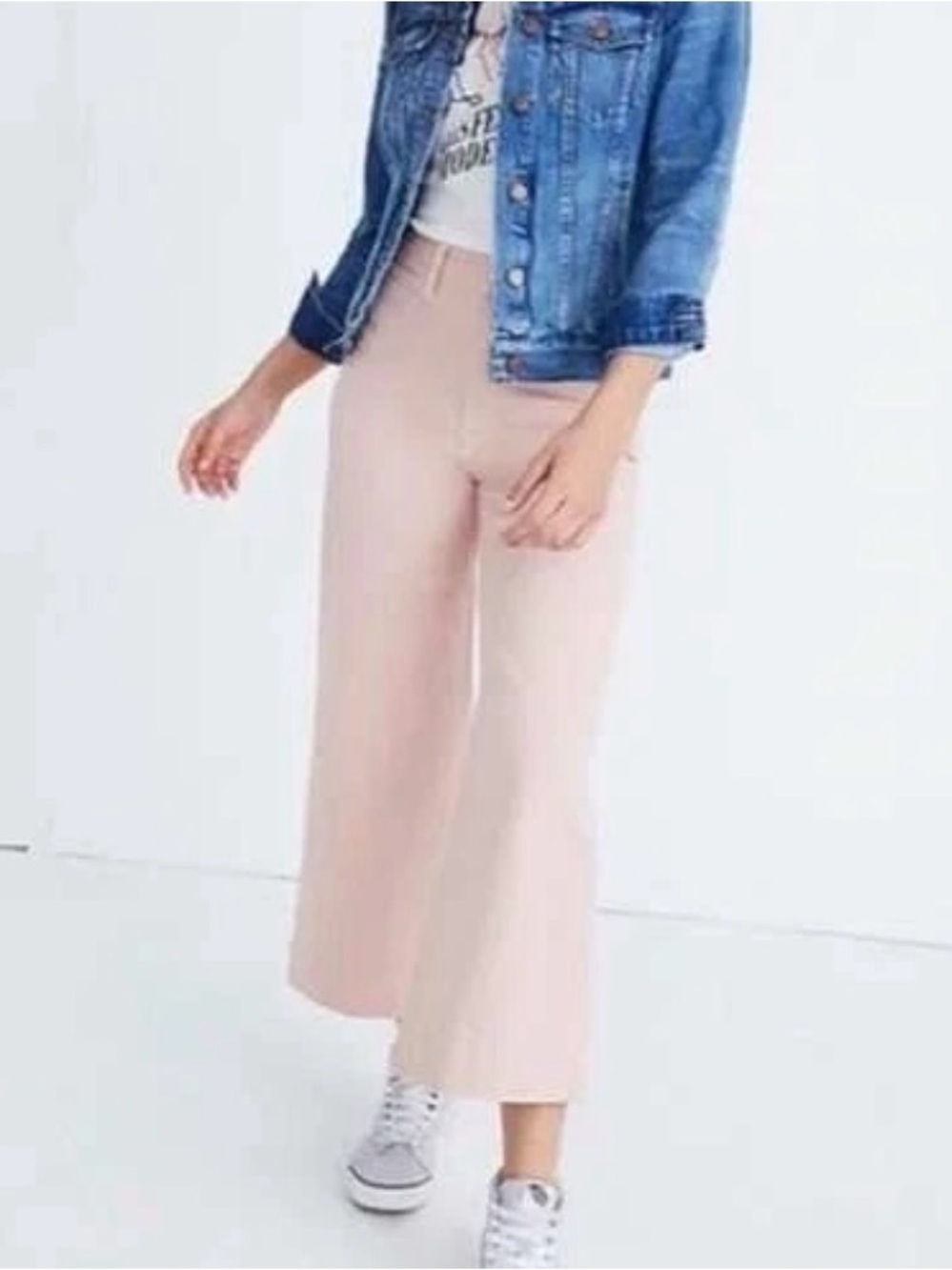 Madewell Emmett Wide Leg Crop Pants Womens Size 28 Pink Oyster High Rise Cute!